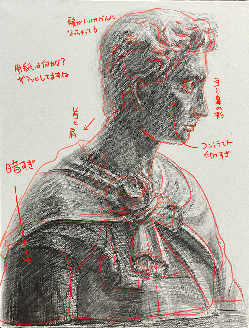 投稿417:石膏像「聖ジョルジョ胸像」のデッサン