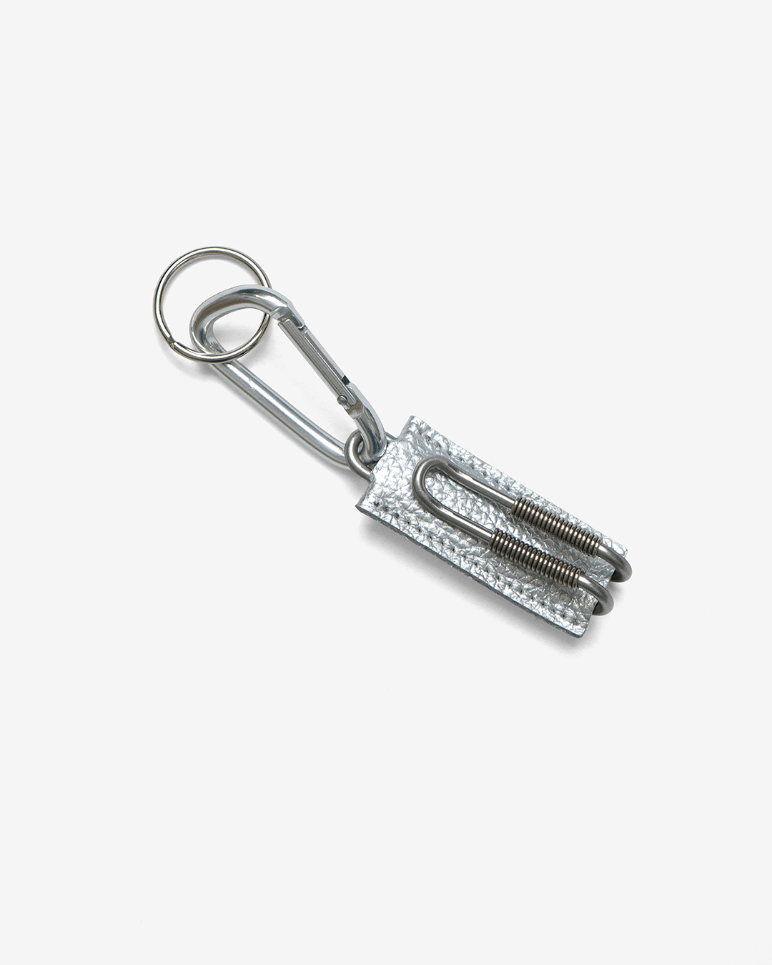 CLIX - SPRING CLIP KEY HOLDER - PEBBLE GRAIN / SILVER | ED ROBERT