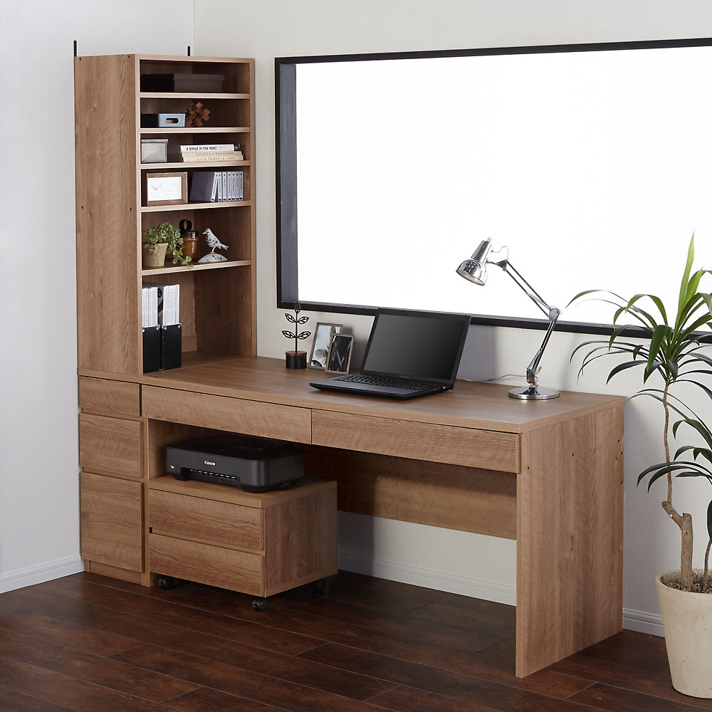 天然木調 配線すっきりデスクシリーズ サイドラック・幅30奥行60高さ