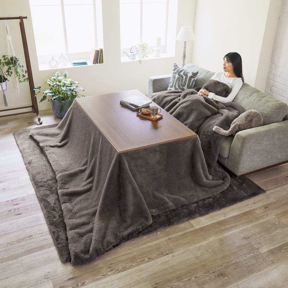 ≪【正方形】約190×190cm≫ ソファにも対応 ファー調こたつシリーズ