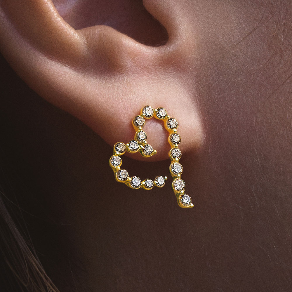 K18 1.3ctブラウンダイヤ ハートピアス 通販 - ディノス