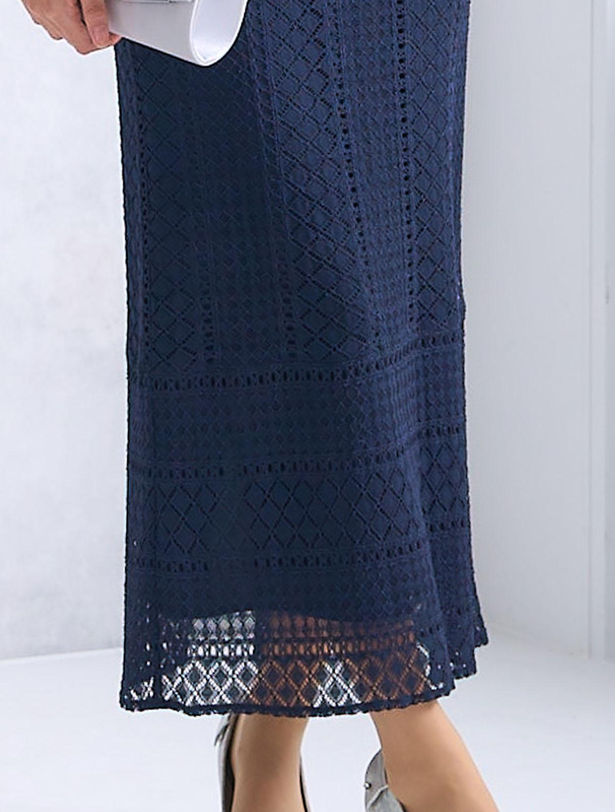 M/L】レース7分袖タイトドレス（ネイビー）DPSET0443のレンタルページ