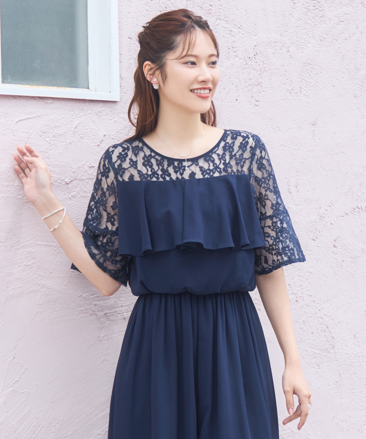 パーティー 結婚式 パンツドレス オールインワン ネイビー – [公式