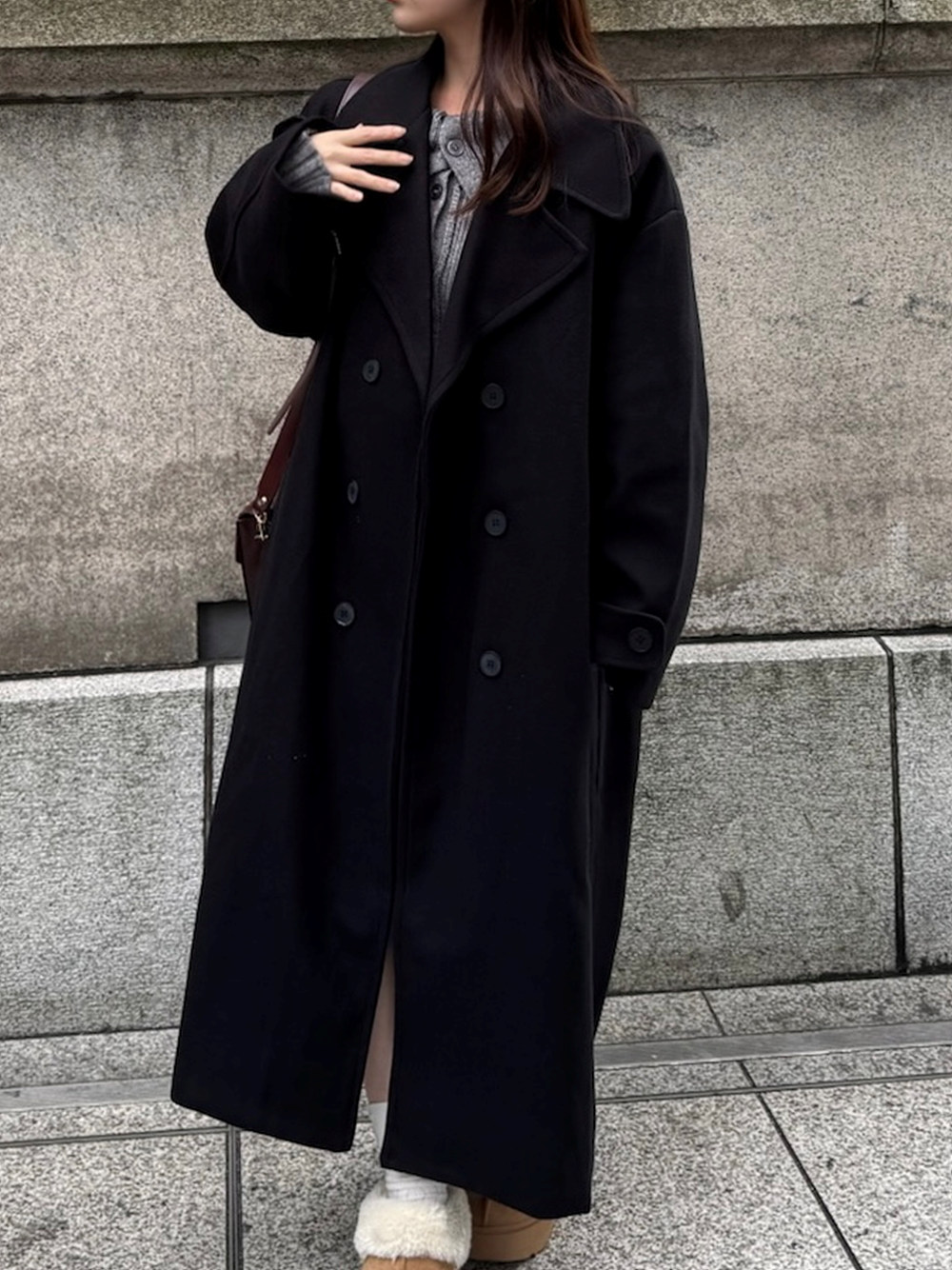 ウール混ダブルロングコート | レディースファッション通販 - DHOLIC