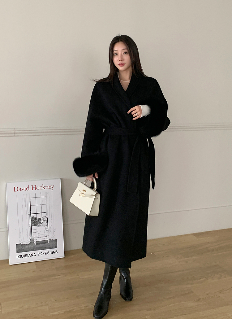 ファースリーブショールカラーカシミヤコート | レディース