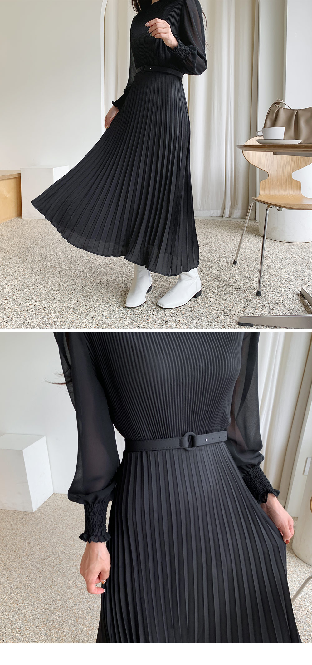 ベルト付プリーツワンピース | レディースファッション通販 - DHOLIC