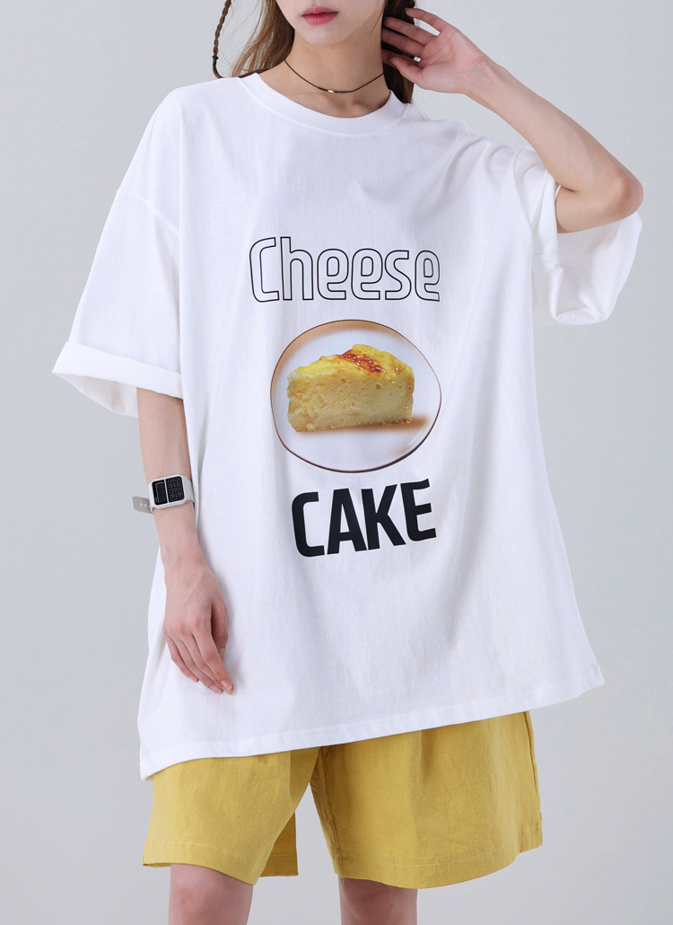 チーズケーキプリントオーバーTシャツ | レディースファッション通販