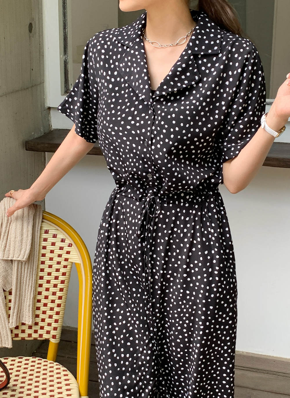 オープンカラードットオールインワン・全2色 | レディースファッション