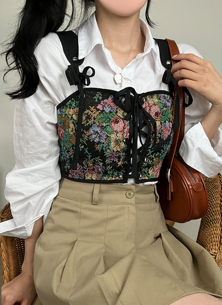 ジャガード編み上げビスチェ | レディースファッション通販 - DHOLIC