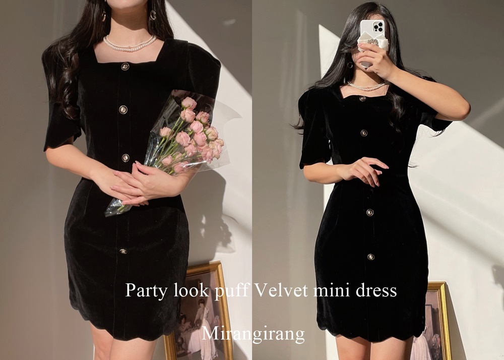 スクエアベロアミニワンピース | レディースファッション通販 - DHOLIC