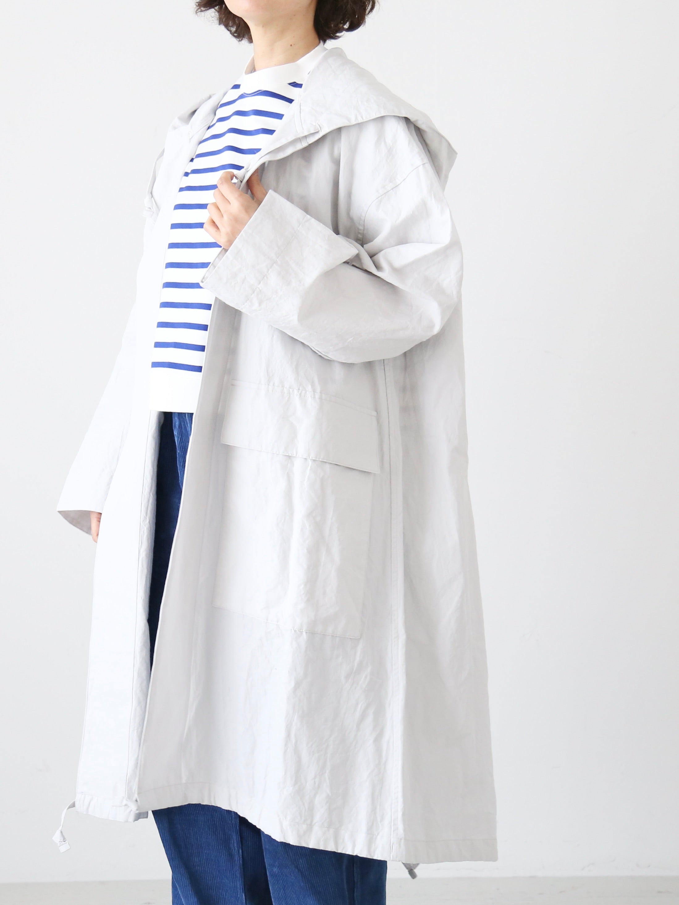 TOUJOURS コットンシルクラミーシャンブレーモッズローブコート