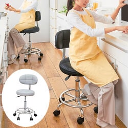 キャスター付昇降式バックレストマルチチェア(ブラック): 家具