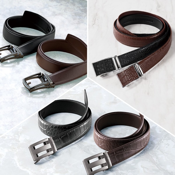 ジョージ・ガルシア 牛革ラチェット式ベルト2色組(Aタイプ): メンズ