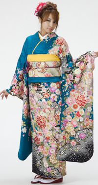 157~170センチぐらいの方が適応サイズ】振袖のみ るなのあ紺色 157~170