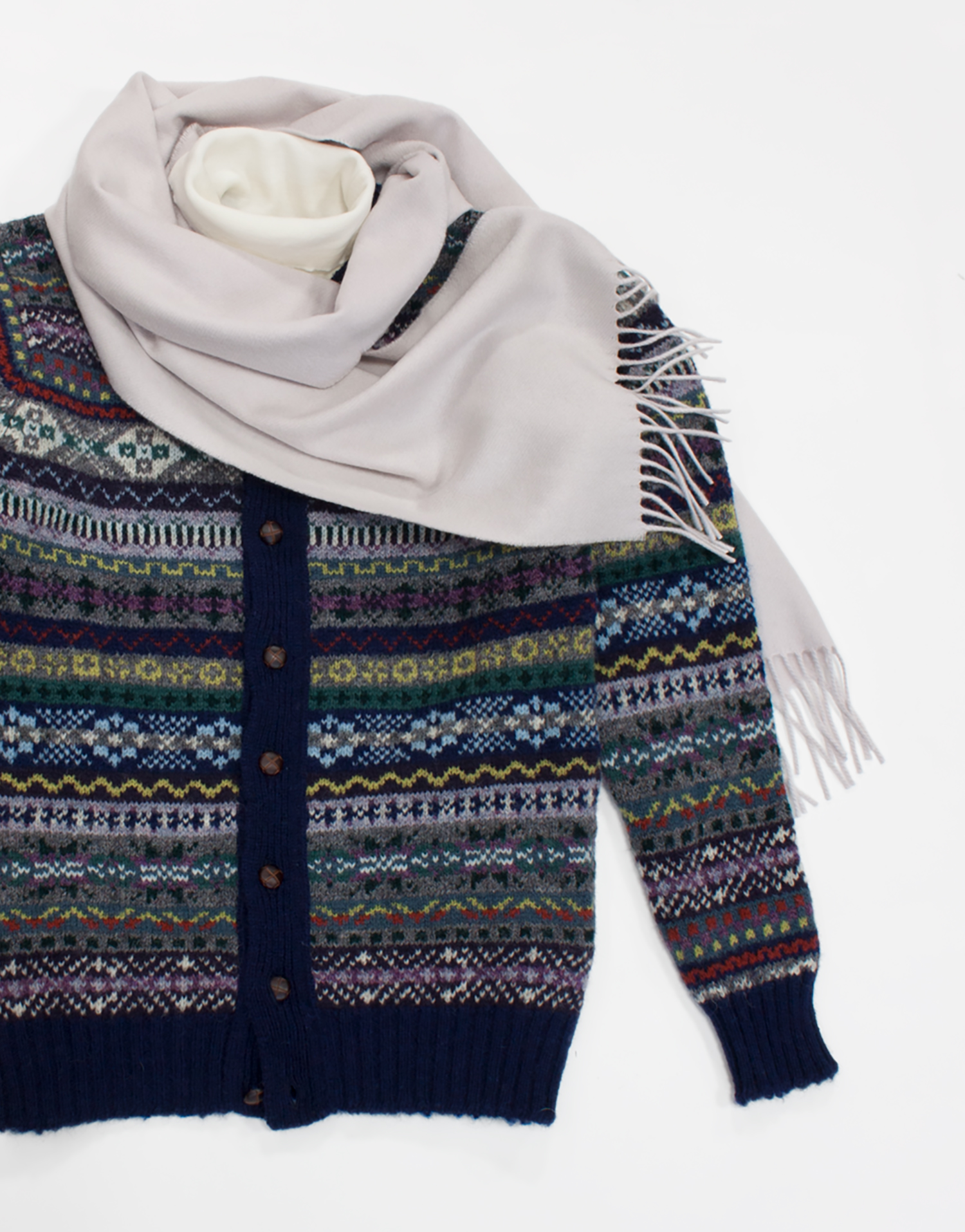 ジャミーソンズ・クルーネックカーディガン・ネイビー｜英国ニット専門