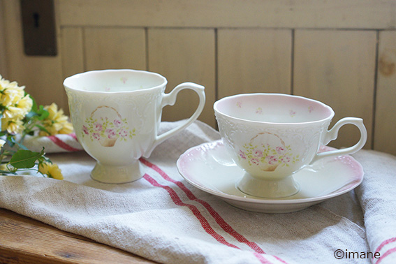 イマン ローズバスケット 陶器 カップソーサー【薔薇の雑貨のアン