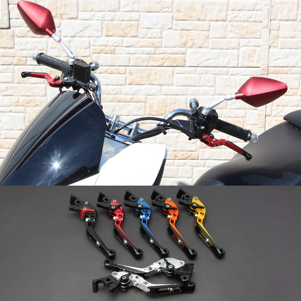 バイク レバーセット PCX125 PCX150 ズーマーX アルミ 可倒式 握り幅