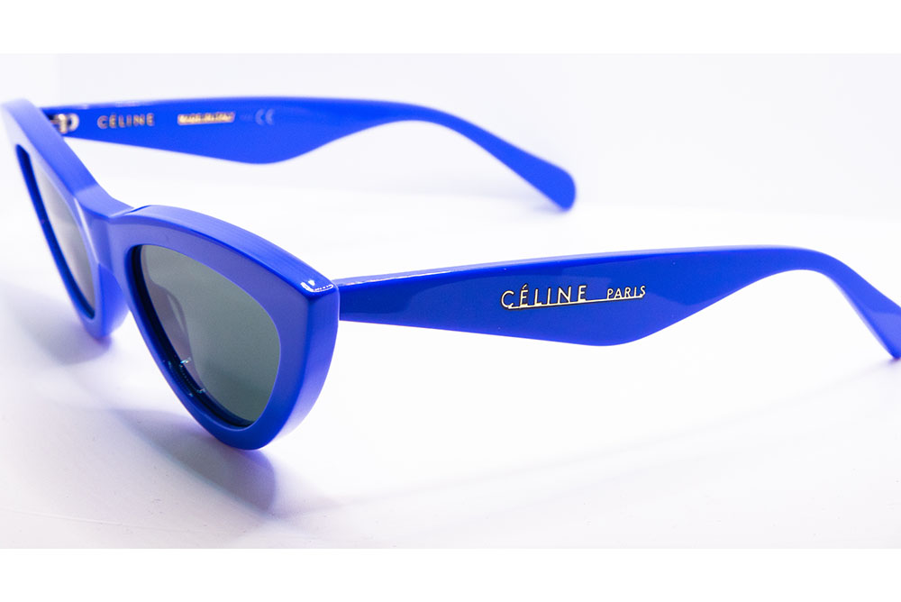 Celine CL 400191 92N Shiny Blue / Gray Sunglasses 400191 92N 56mm