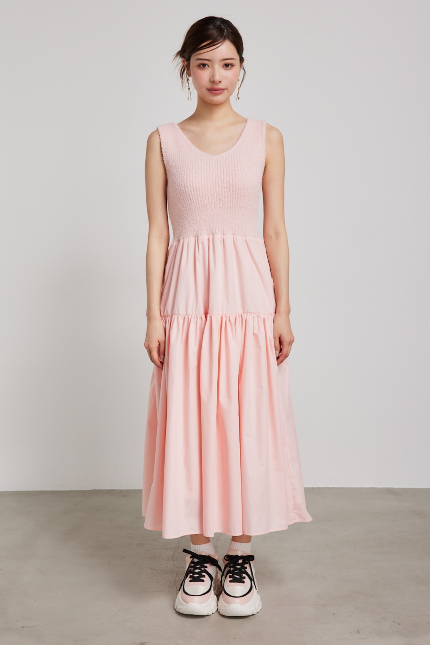 rienda | サマーシャギーknitコンビフレアOP (ワンピース(ミニ