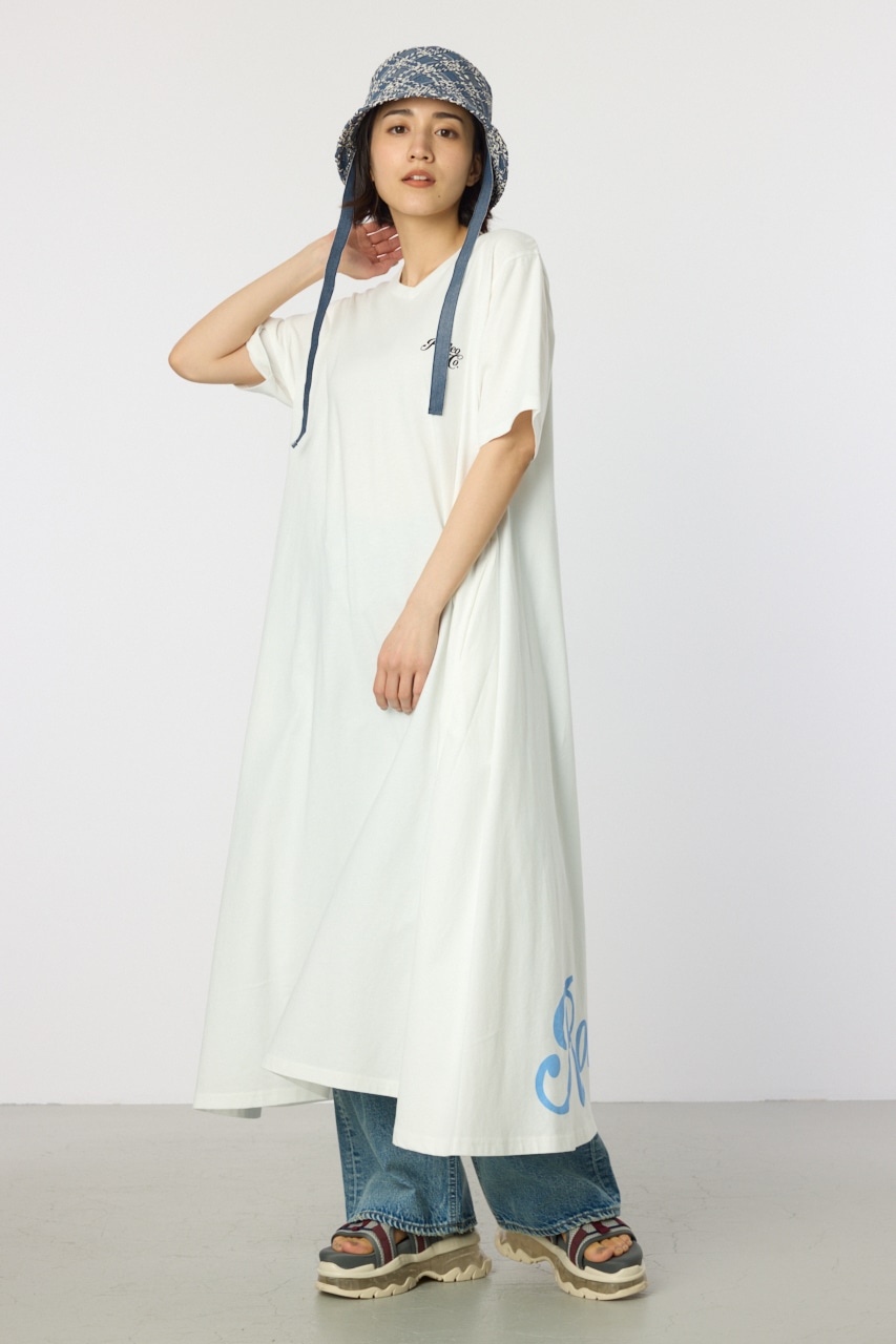 RODEO CROWNS WIDE BOWL | Vネックスクリプトロゴマキシワンピース