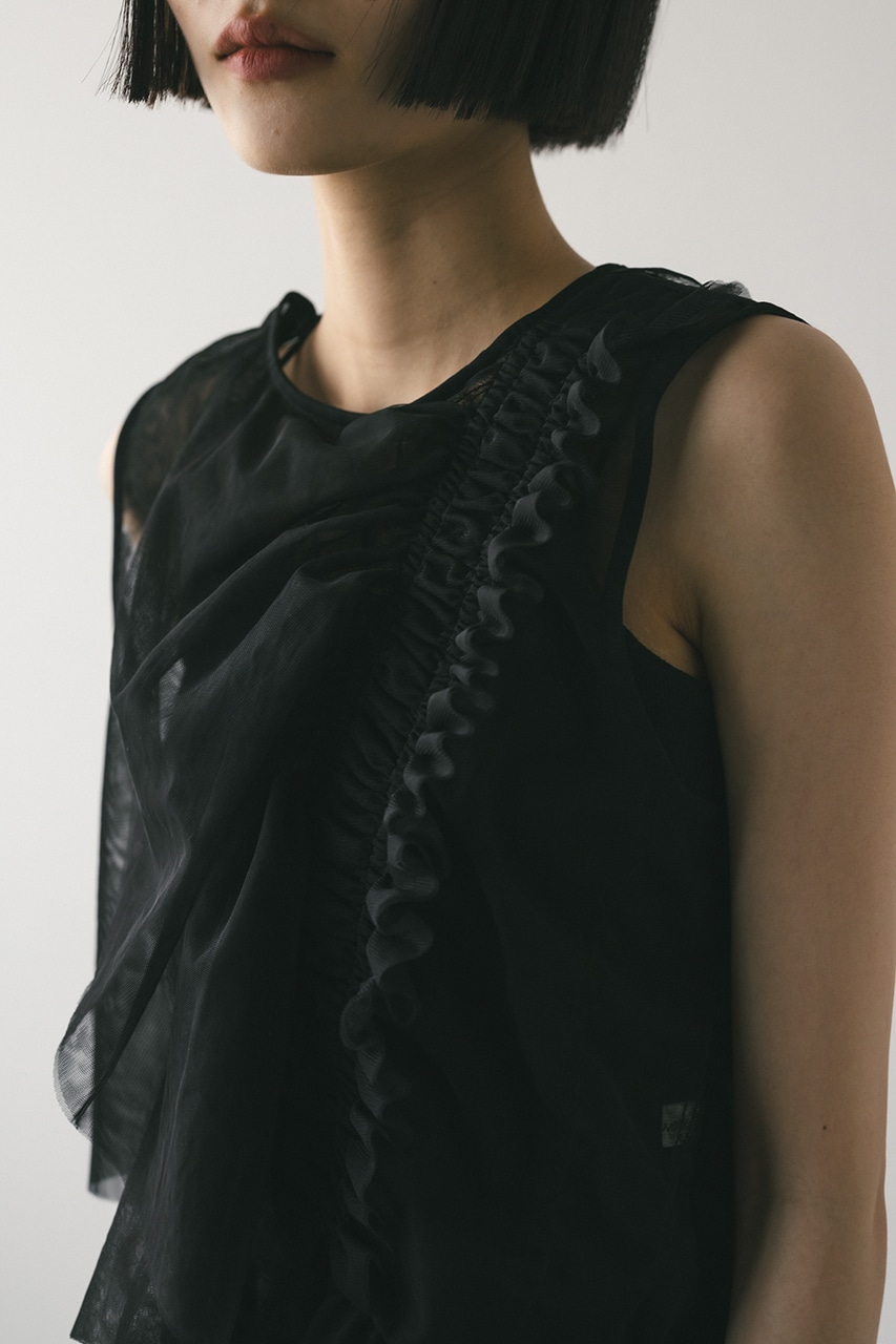 STYLEMIXER | チュールシャーリングトップ (タンクトップ ) |SHEL'TTER