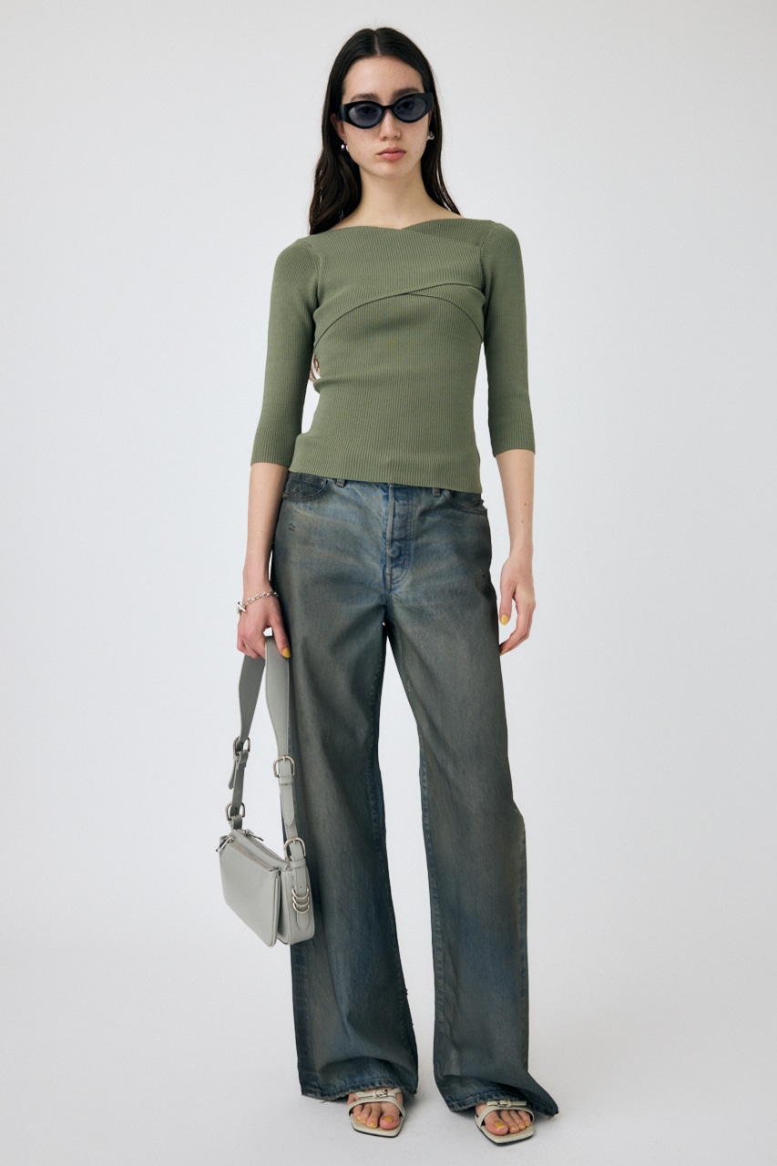 MOUSSY | CROSS OFF SHOULDER ニットトップス (ニット ) |SHEL'TTER