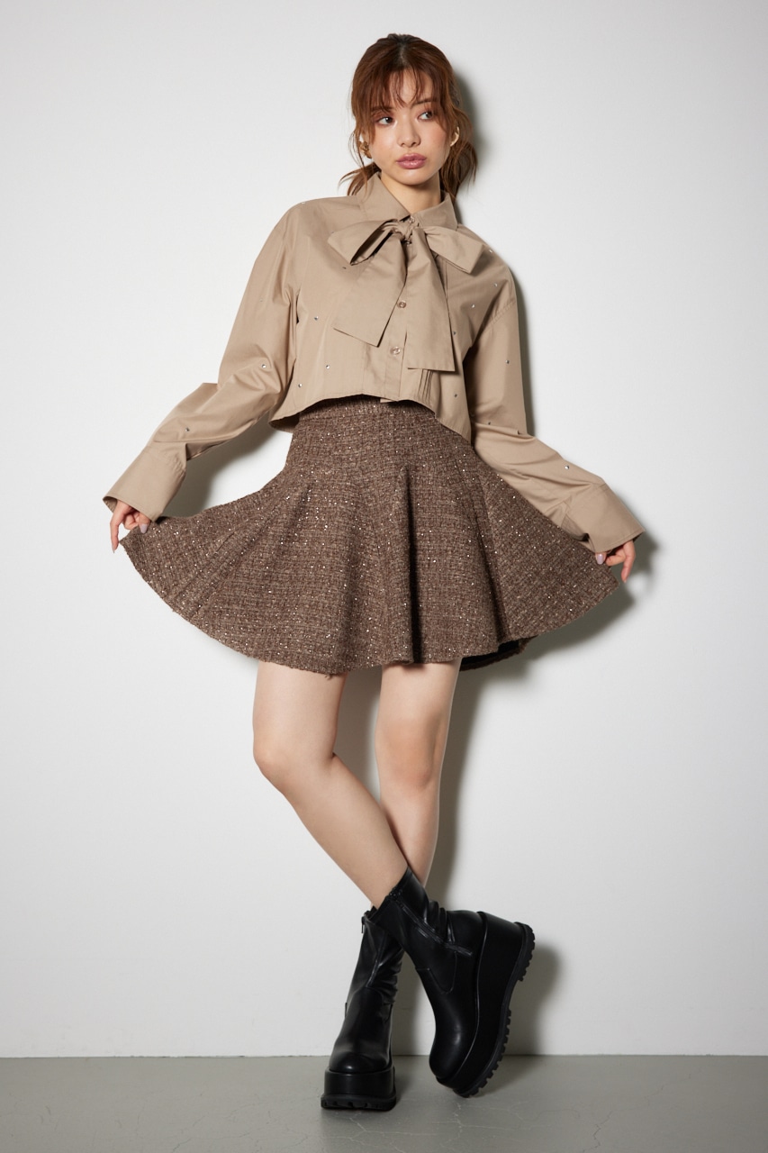rienda | ボリュームフリルラメツイードスコットショートパンツ