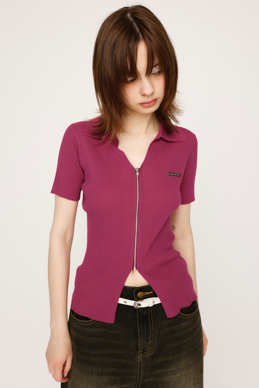 SLY | DUAL COLOR FRONT ZIP KNIT トップス (ニット ) |SHEL'TTER WEBSTORE