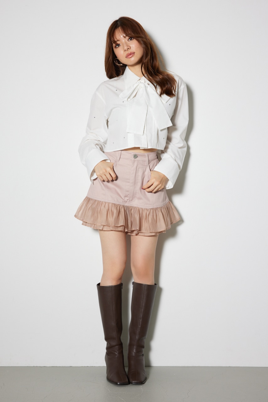 rienda | レイヤードティアードデニムスコートショートパンツ