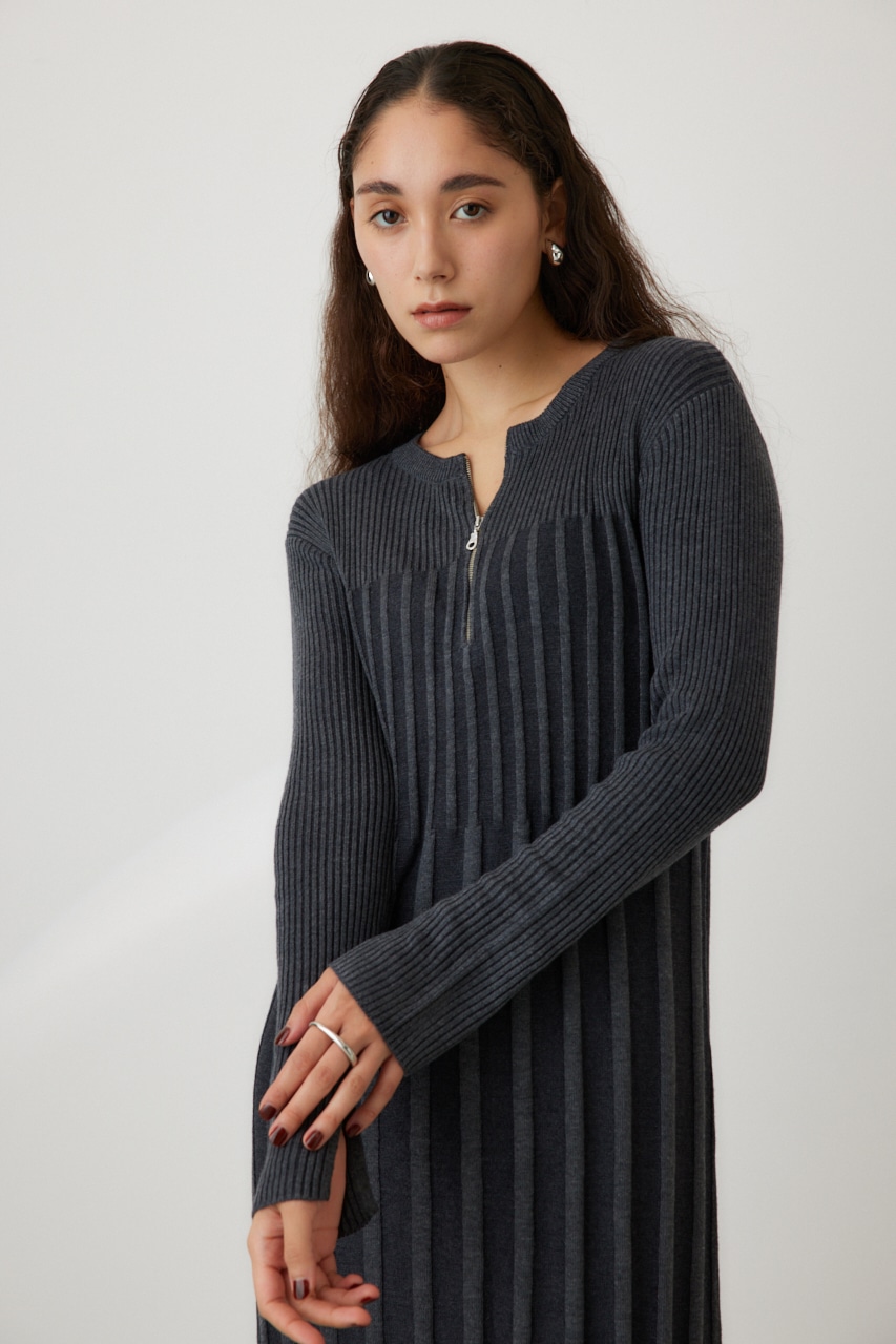 AZUL BY MOUSSY | フロントジップリブニットワンピース (ワンピース