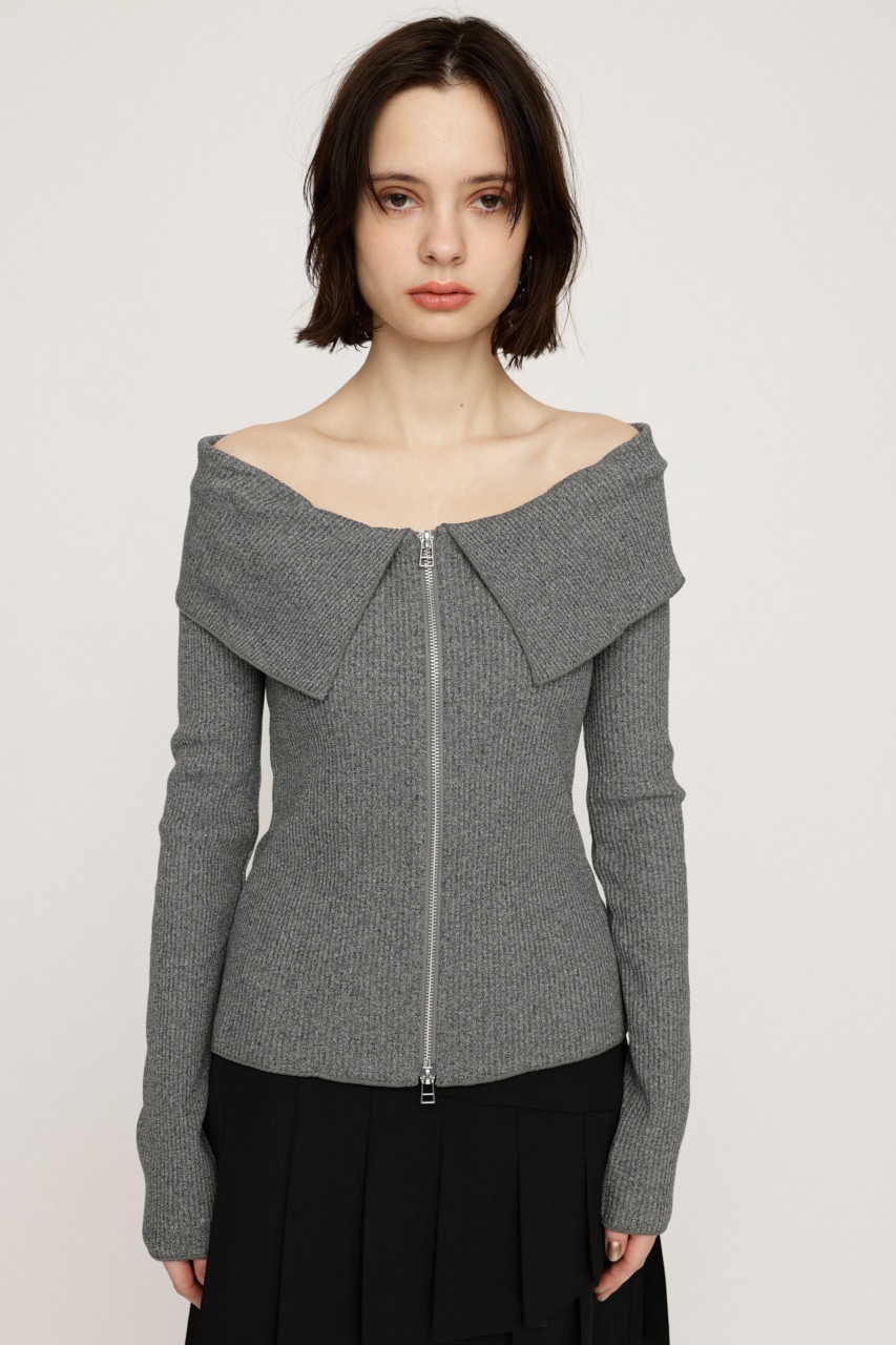 SLY | OFFSHOULDER FRONT ZIP トップス (Tシャツ・カットソー(長袖