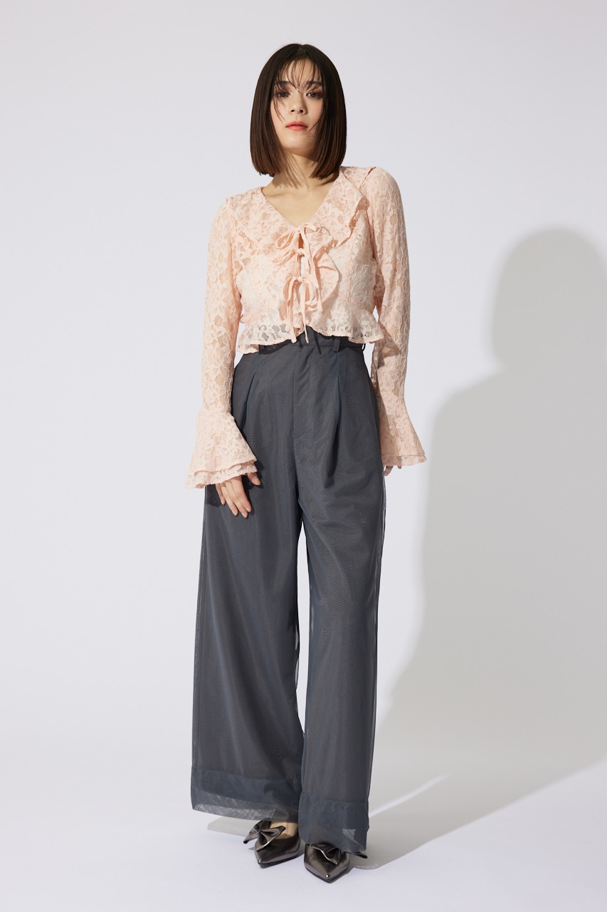 rienda | フロントフリル2WAYレースブラウス (シャツ・ブラウス