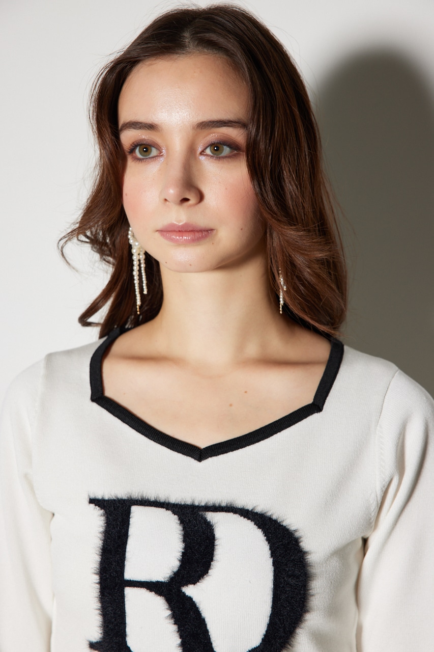 rienda | BIG Rロゴロング スリーブ ニット トップス (ニット ) |SHEL