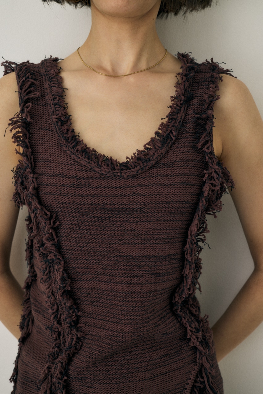 M_ | ツイードニットタンクトップ オーガニックコットン使用 (タンク