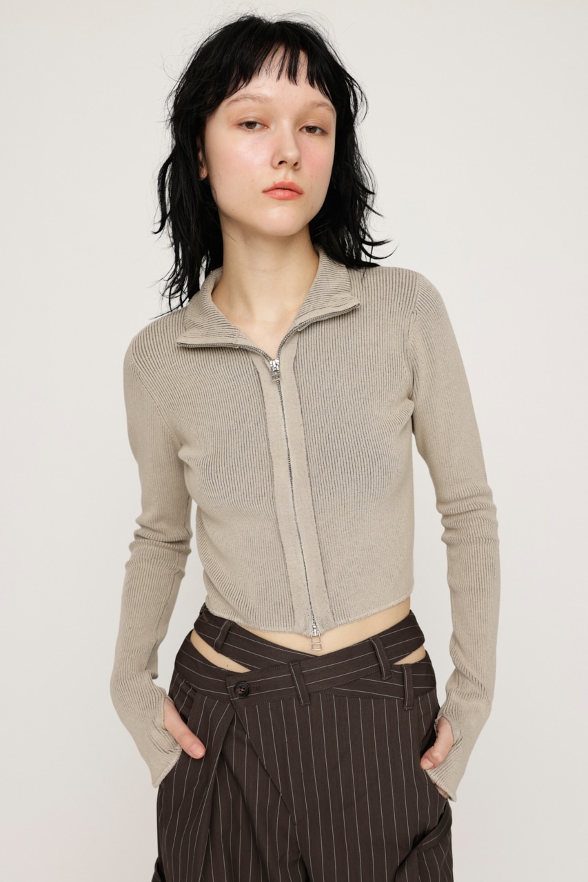SLY | FRONT ZIP H／N RIB トップス (ニット ) |SHEL'TTER WEBSTORE
