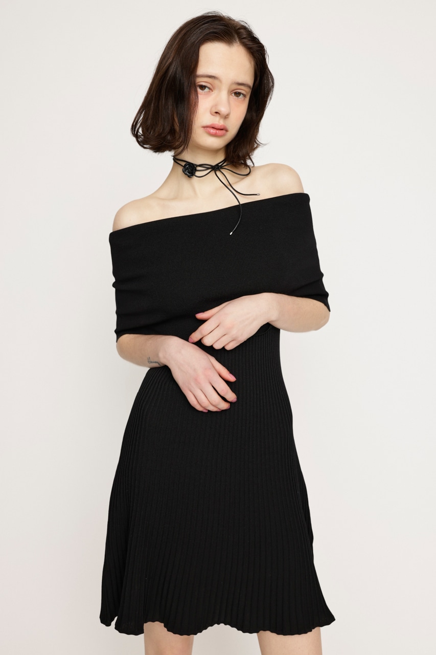 SLY | OFF SHOULDER RIB KNIT ショートワンピース (ワンピース(ミニ