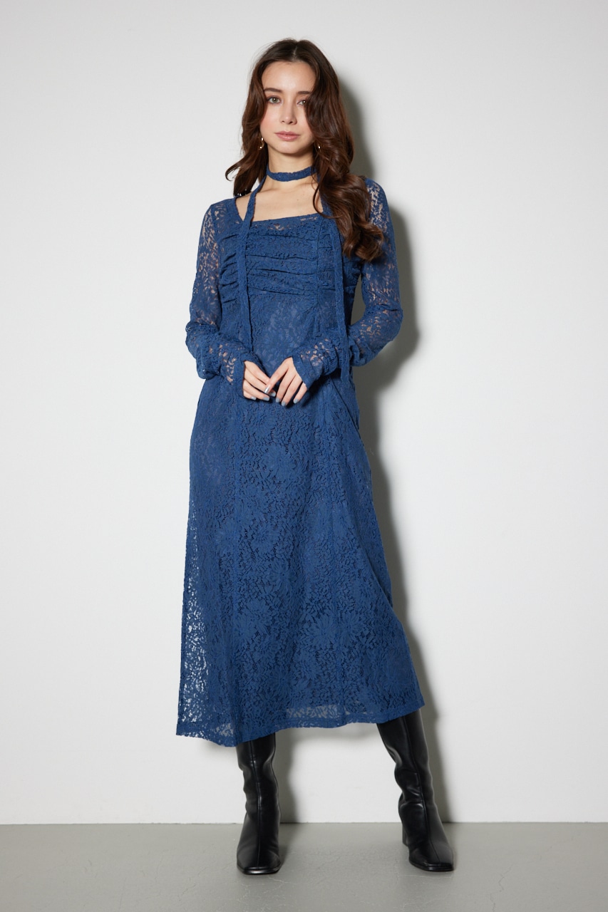 rienda | チョーカー付Iラインレースワンピース (ワンピース(ロング