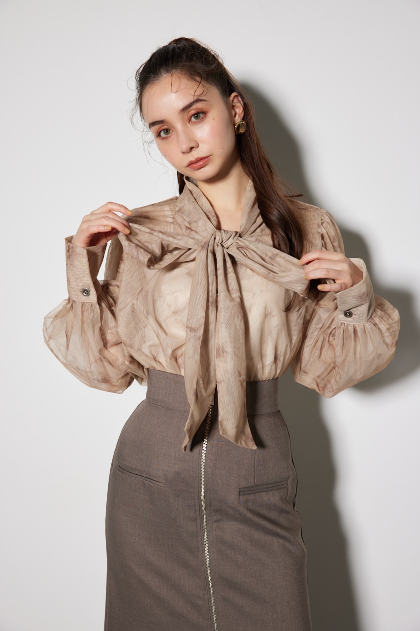 rienda | チュールボウタイネックトップス (シャツ・ブラウス ) |SHEL