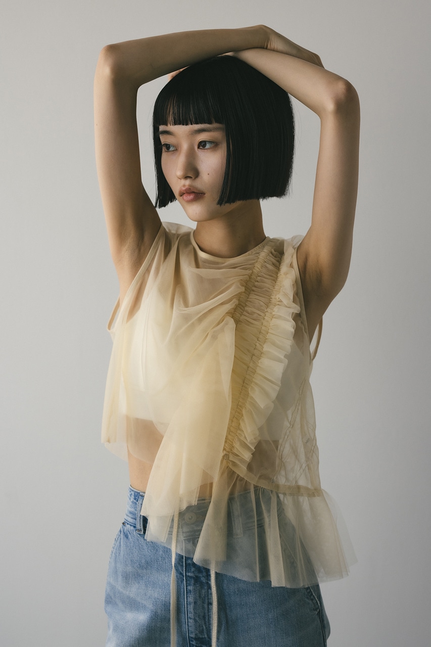 STYLEMIXER | チュールシャーリングトップ (タンクトップ ) |SHEL'TTER