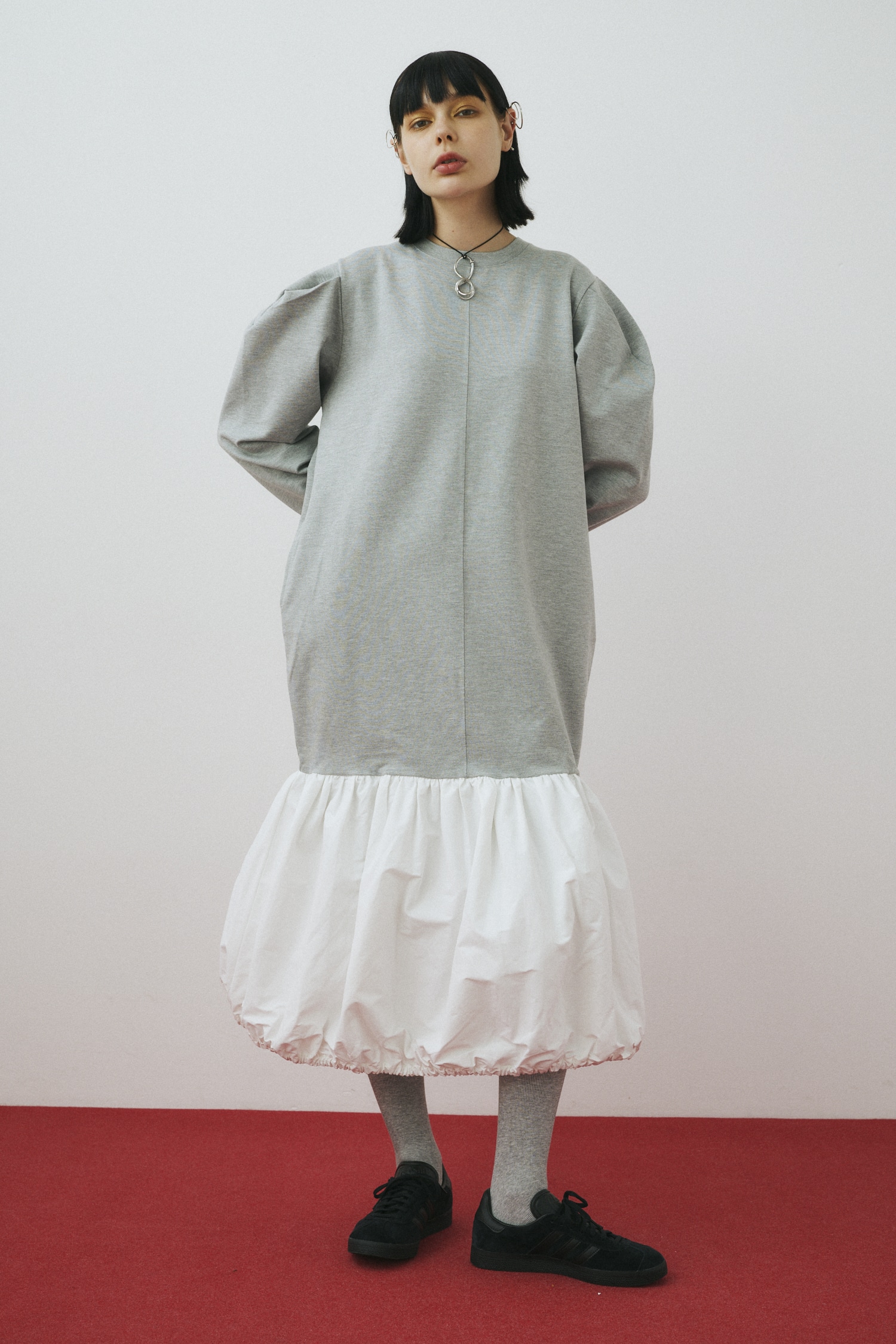 HeRIN.CYE | Balloon hem ponte dress (ワンピース(ミニ・ミディアム