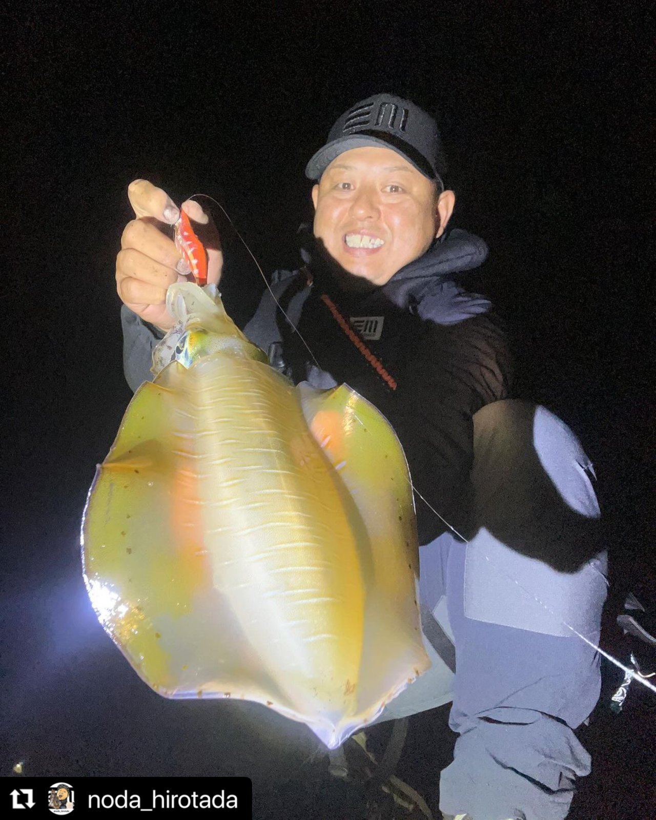 ☆送料無料☆エギマニ EM 3D刺繍/ストレッチキャップ(黒刺繍) - EGI