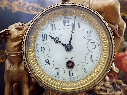 幻想 19世紀 天使のマントル置時計 - 薔薇と天使のアンティーク