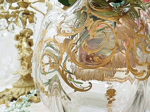 逸品 オールドバカラフラワーベース - 薔薇と天使のアンティーク