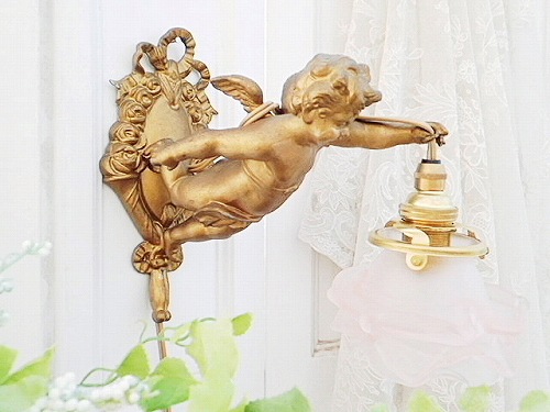 薔薇と天使のブラケットランプ - 薔薇と天使のアンティーク