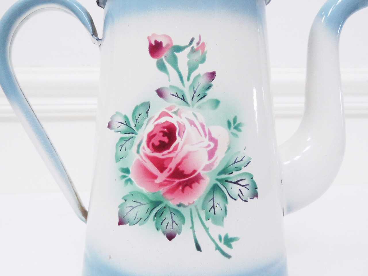 Japy 薔薇とパンジー 2段 コーヒーポット - 薔薇と天使のアンティーク