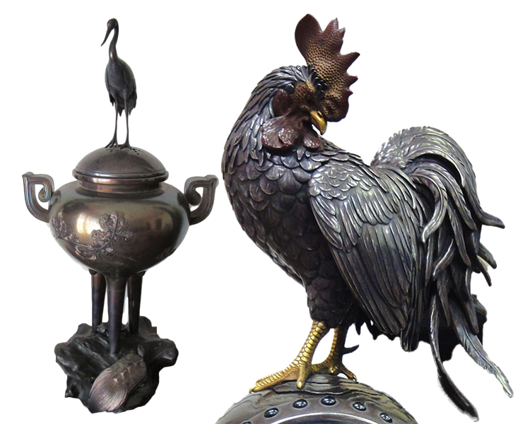 金工美術 昭和三年 金工 額 彫刻 骨董 古美術 アンティーク 福岡の古