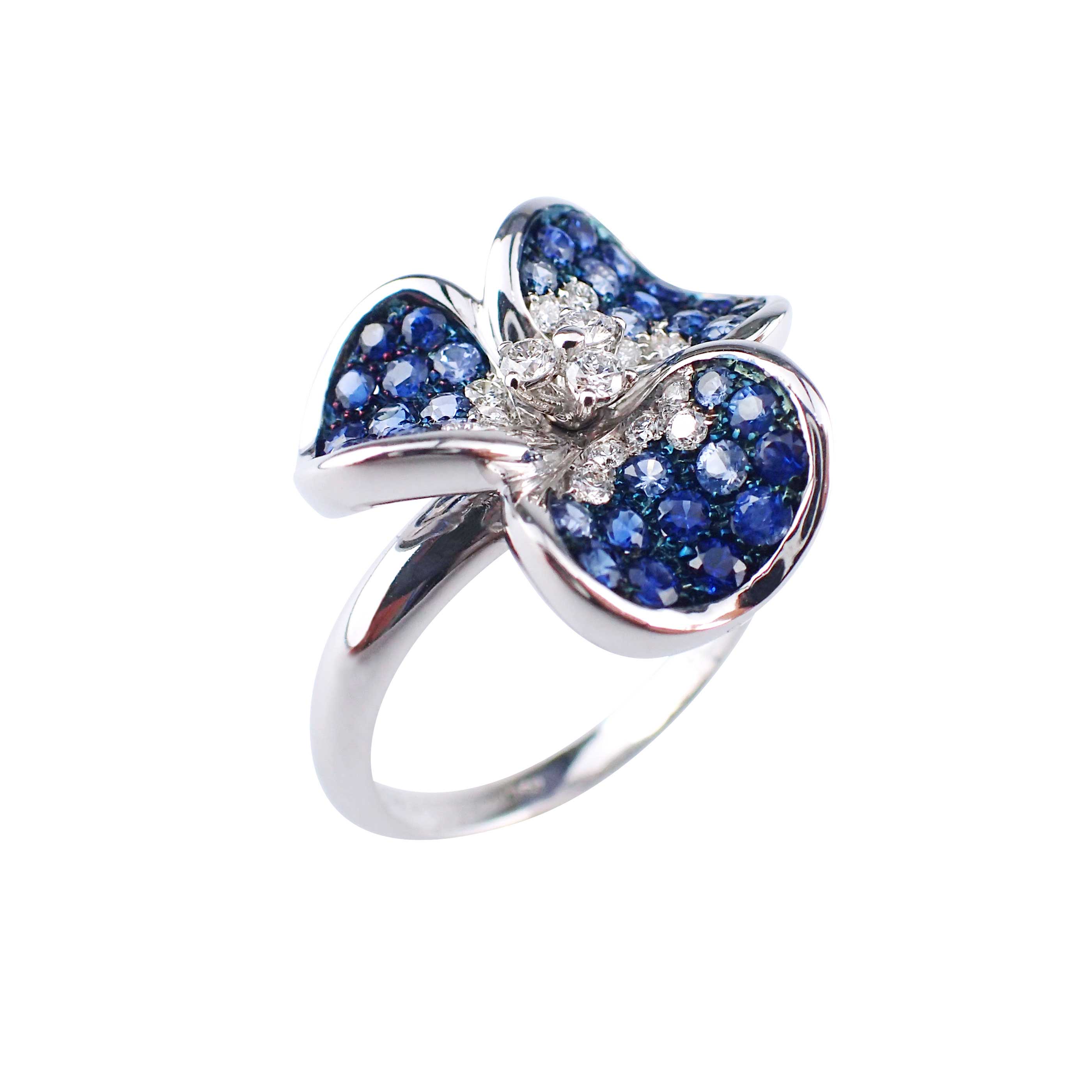 K18WG サファイヤ・ダイヤ リング｜レオ・ピッツォ｜取扱ブランド