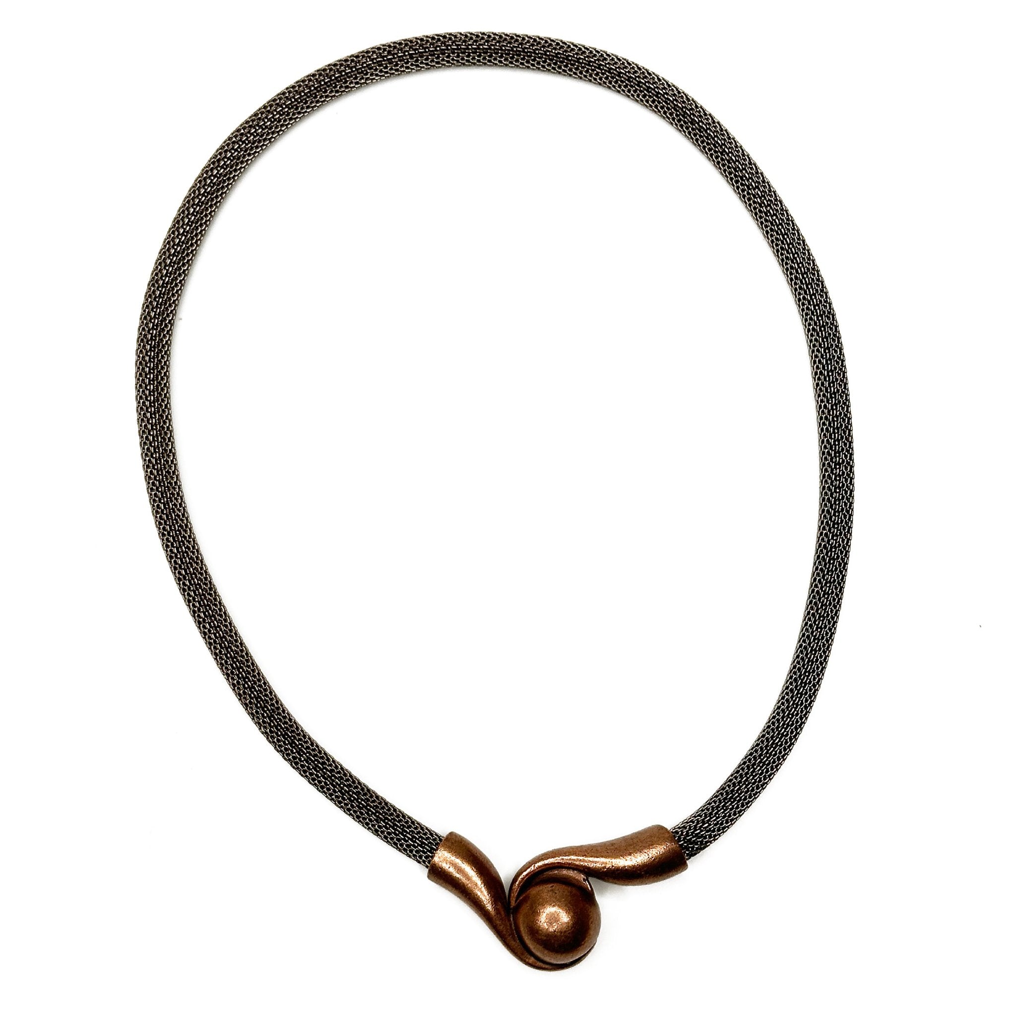 Mesh Necklace with Magnetic Swirl Ball Clasp | ERICA ZAP DESIGNS