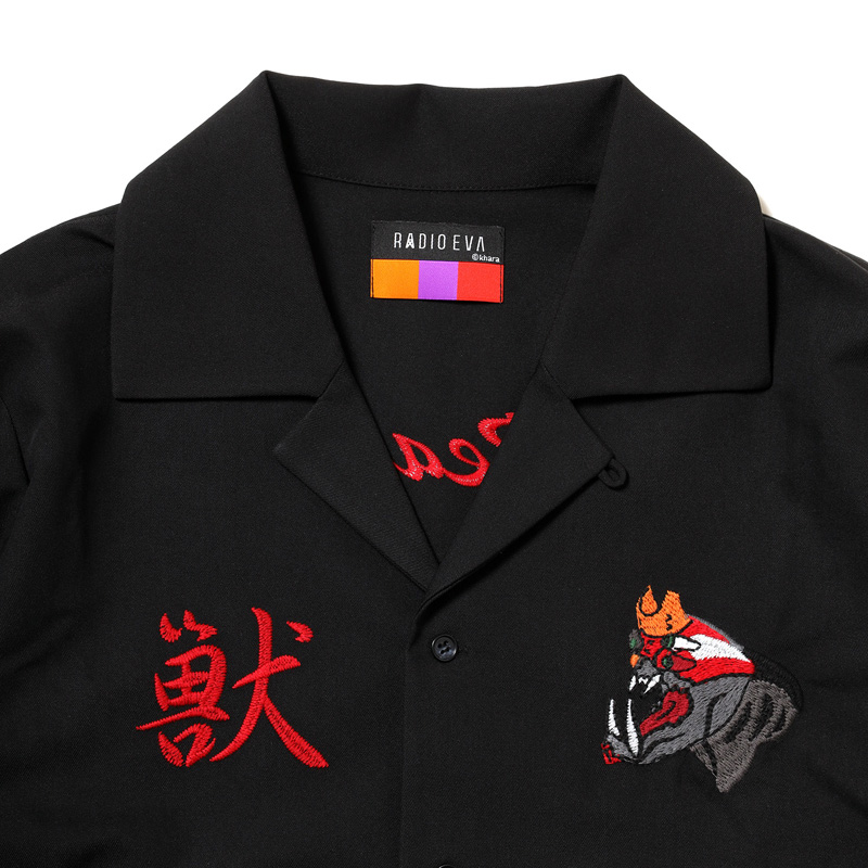 RADIO EVA 708 THE BEAST EMBROIDERY SOUVENIR SHIRT/ブラック