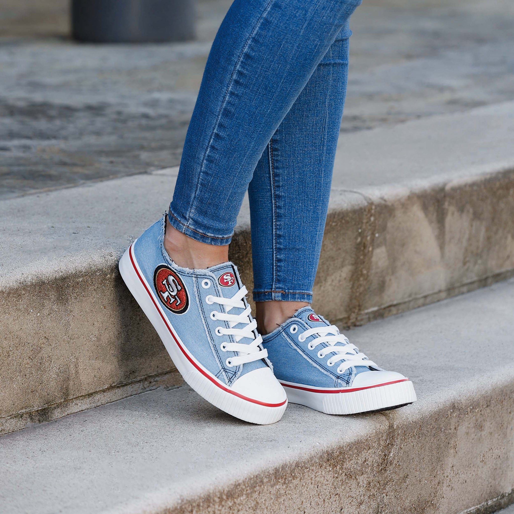 San Francisco 49ers Womens Denim Low Top Canvas Shoe FOCO